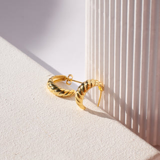 GOLD "CROISSANT" CREOLE EARRINGS