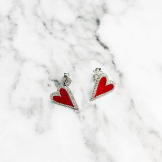 Studs "Enamel Red Heart" 